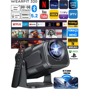 WEARFIT HY320 Taşınabilir Android TV Projeksiyon Cihazı 1080p 5G Wi-Fi Bluetooth 5.2 Ev Sineması