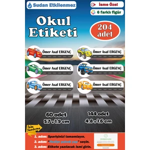Ayza Tasarım Isme Özel Okul Etiketi Isimli Etiket Kalem Defter Etiketi Sticker Kız Erkek Çocuk Araba Isim Etiketi