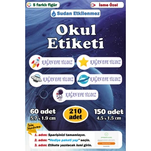 Ayza Tasarım Premium Kalite Kişiye Isme Özel Isimli Defter Kalem Okul Etiketi Anaokulu Kreş Isim Etiket Seti
