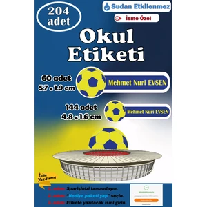 Ayza Tasarım Isme Özel Okul Etiketi Kalem Defter Etiketi Sticker Kız Erkek Çocuk Sarı Lacivert Isim Etiketi