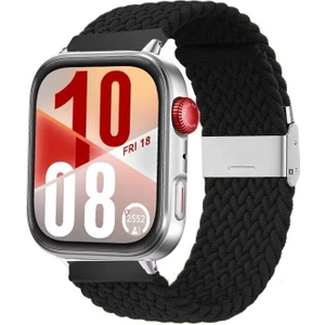 Watch Fit 3 / Fit 4 Uyumlu Solo Loop Örgü Kumaş Kordon – Metal Klipsli, Ayarlanabilir, Yumuşak ve Hafif Bileklik