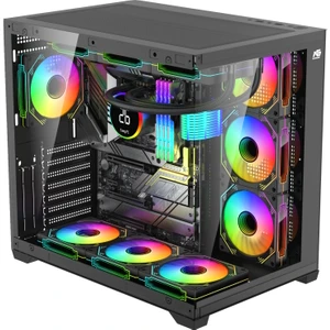 Alpha Elite 7x Argb Fan Kumanda ve Kontrolcü Atx Boş Bilgisayar Kasası Siyah