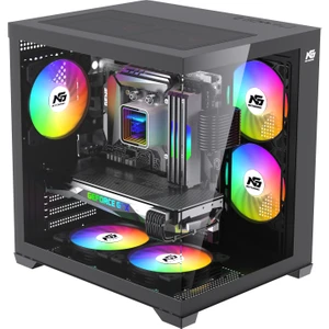 Orion Cube 5x Tuştan Değişen Rgb Fanlı M-Atx Boş Bilgisayar Kasası Siyah