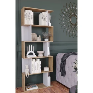 Lione 5 Raflı Asimetrik Kitaplık Safirmeşe - Beyaz