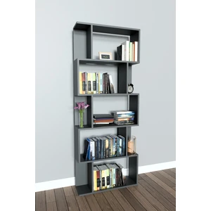 Scala 5 Raflı Kitaplık Kütüphane Hareketli Raflı Dekoratif Kitaplık-Antrasit