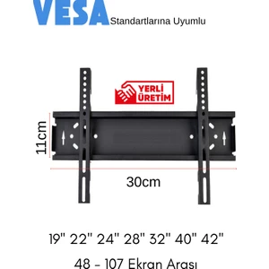 Lcd - Led - TV Duvar Askı Aparatı - 32'40'42 inç - 82 Ve 108 Ekran Arası Uyumlu Sabit Askı Aparatı