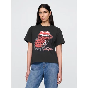 Kadın Siyah Organik Pamuk Grafik T-Shirt