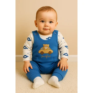 Araba Nakışlı Erkek Bebek Tulum 3’lü Tulum Seti – Zıbın, Tulum ve Çorap | 3-6-9 Ay Bebek Kıyafeti