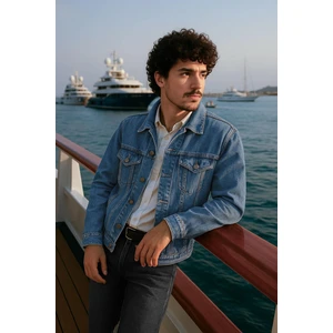 Banny Jeans Erkek Düğmeli Regular Fit Jean Ceket Mavi