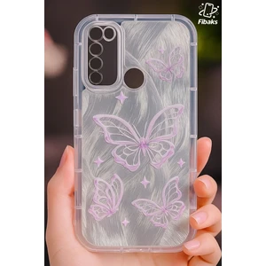 Xiaomi Redmi Note 8 Kılıf Sök Tak Kamera Korumalı Parlak Hologramlı Kelebek Desenli Darbe Emici