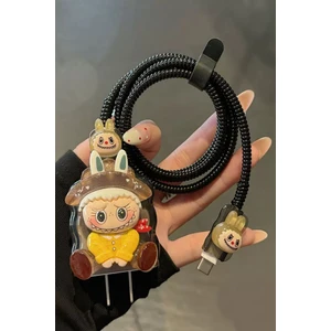 18W/20W Apple iPhone Uyumlu Labubu Oyuncak Şarj Aleti Koruyucu Şarj Kablosu Örme Aparatlı Koruyucu Toparlayıcı