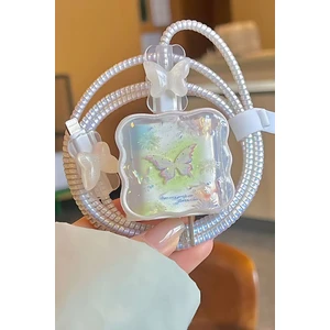 18W/20W Apple iPhone Uyumlu Renkli Kelebek Şarj Aleti Koruyucu Şarj Kablosu Örme Aparatlı Koruyucu Toparlayıcı