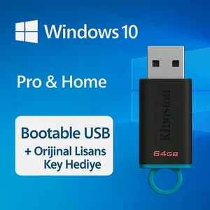 Windows 10 Pro & Home (Sizin seçiminiz) | Bootable Format Flash Bellek USB | 2025 Orijinal Lisans Key Anahtarı Dahil