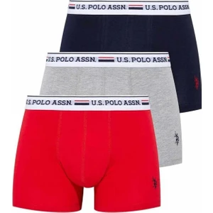 U.S. Polo Assn. Erkek Kırmızı - Gri Melanj - Lacivert 3'lü Boxer 80431