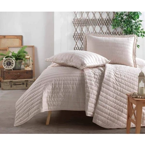 % 100 Pamuk Ponponlu Yatak Örtüsü Çift Kişilik Pedra Bej