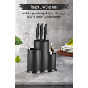 Tezgah Üstü Siyah Kaşıklık & Bıçaklık & Kepçelik & Organizer