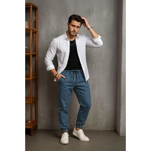 Banny Jeans Erkek Beli Lastikli Jogger Pantolon Mavi