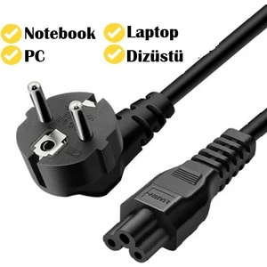 Şarj Adaptörü Yonca Power Kablosu Pc Notebook Laptop Güç Kablosu 1.5 Metre 500W 2x0.75 mm