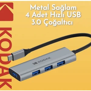 4'ün 1'i Hub Çoklayıcı CE Lisanslı Laptop/Bilgisayar-Macbook/Type-C Girişli 4 Adet Usb Girişli Metal Aleminyum Sağlam 5Gbps Hızlı