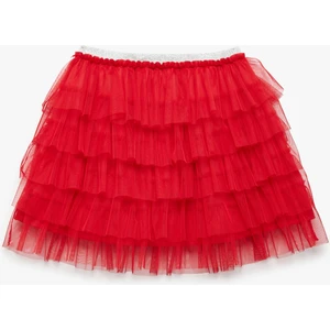 Katlı Beli Lastikli Astarlı Tütü Etek