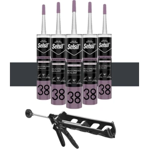 Silikonize Mastik 500 Gr. Antrasit Gri (5 Adet), Plastik Tabanca