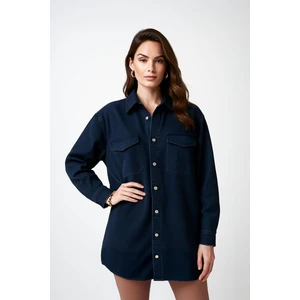 Banny Jeans Kadın Oversize Jean Gömlek Lacivert