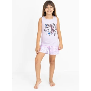 Kız Çocuk Pamuklu Sıfır Kollu Şortlu Pijama Takımı