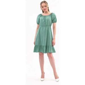 Kadın Mint Beli Lastikli Tery Coton Elbise 4367-95