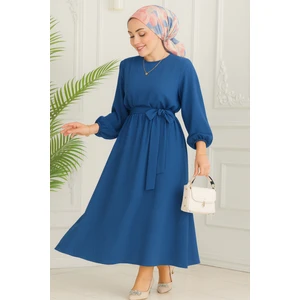 Kadın Giyim Abiye Moda Beli Lastikli Kuşaklı Elbise 2590