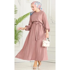 Kadın Giyim Abiye Moda Beli Lastikli Kuşaklı Elbise 2590
