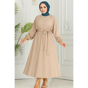 Kadın Giyim Abiye Moda Beli Lastikli Kuşaklı Elbise 2590