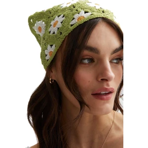 Çiçekli Örgü Üçgen Bandana