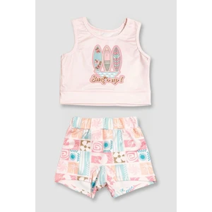 Kız Çocuk Surf Baskılı Crop Mayo Bikini Takım