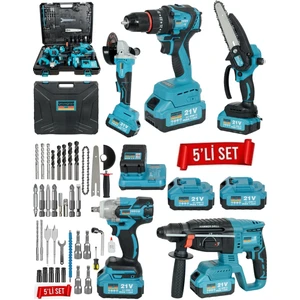 PRO DRAGER Kömürsüz Motor Şarjlı Matkap,taşlama,yağ Pompalı Testere,somun Sıkma,kırıcı Delici  5 Li Ultra Set