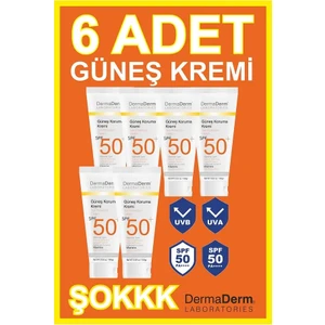 6 Adet Spf 50+ Güneş Koruma Vitaminli Yüz ve Vücut Güneş Kremi 6 x 100ML