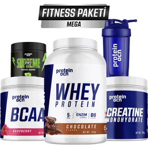 Fıtness Paketi 1 Adet Mega Çikolata Ahududu Whey Protein ve Antrenman Takviyeleri