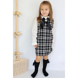 Parla Kids Kız Çocuk Siyah Vanessa Broş Detaylı Tüvit Uzun Kollu Yılbaşı Elbisesi