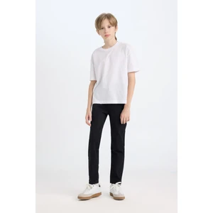 Erkek Çocuk Okul Slim Fit Dar Kesim Düz Paça Cepli Siyah Basic Düz Jean Pantolon C3683A824AU