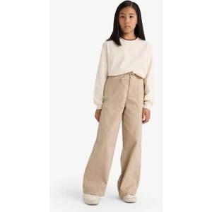 Kız Çocuk Wide Leg Geniş Paça Pamuklu Okul Pantolonu