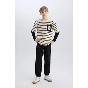 Erkek Çocuk Lastikli Paça Basic Düz Gabardin Jogger Pantolon B6713A825SM