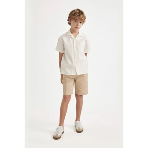Erkek Çocuk Basic Düz Beli Lastikli Cepli Gabardin Şort C2956A824SM