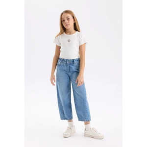 Kız Çocuk Barrel Fit Jogger Paça Bilek Boy Jean Pantolon D7180A824WN