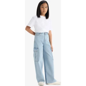 Kız Çocuk Wide Leg Kargo Geniş Paça Jean Pantolon E5878A825AU