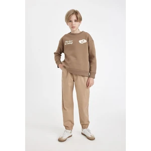 Erkek Çocuk Beli Bağcıklı Lastikli Paça Cepli Basic Düz Jogger Gabardin Pantolon A9395A824WN