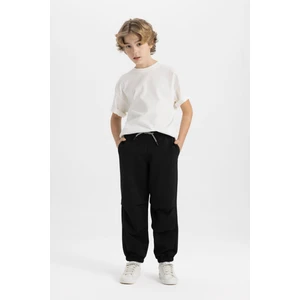 Erkek Çocuk Siyah Beli Paçası Lastikli Cepli Basic Düz Jogger Eşofman Altı C2093A824SP