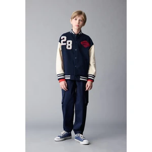 Erkek Çocuk Kargo Cepli Beli Bağcıklı Lastikli Paça Lacivert Jogger Gabardin Pantolon C6623A824AU