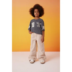 Kız Çocuk Wide Leg Kargo Geniş Bol Paça Jean Pantolon C0451A824SP