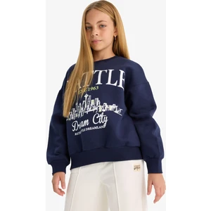Kız Çocuk Relax Fit Bisiklet Yaka Baskılı Sweatshirt D4384A824WN