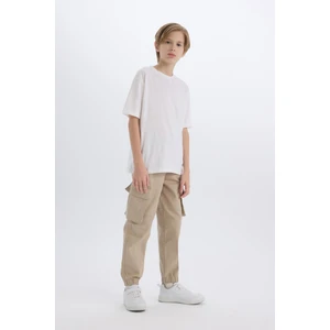 Erkek Çocuk Kargo Cepli Beli Bağcıklı Lastikli Paça Jogger Paça Gabardin Pantolon C6623A824AU