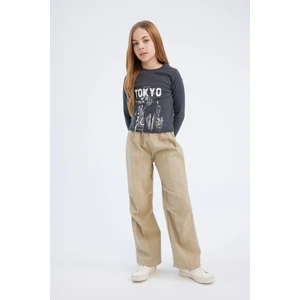Kız Çocuk Beli Lastikli Düz Paça Paraşüt Pantolon D7605A825SM